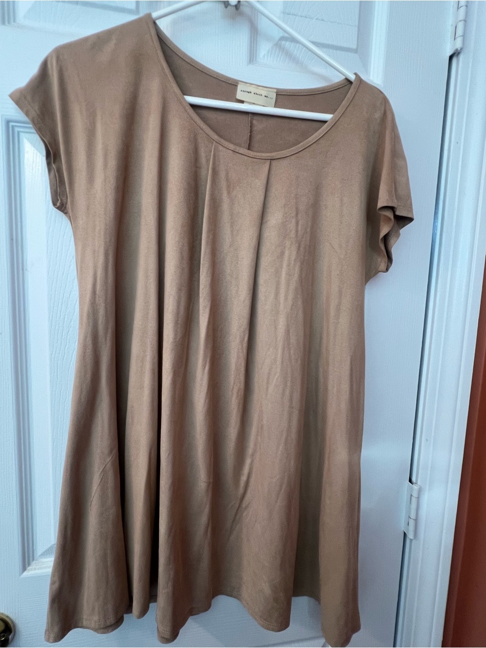 Enough About Me Beige Short Sleeve Swing Tunic